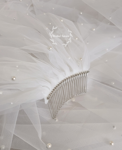 pearl veil cathedral length with metal comb