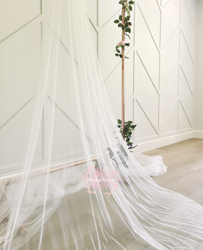 off white long soft chapel veil